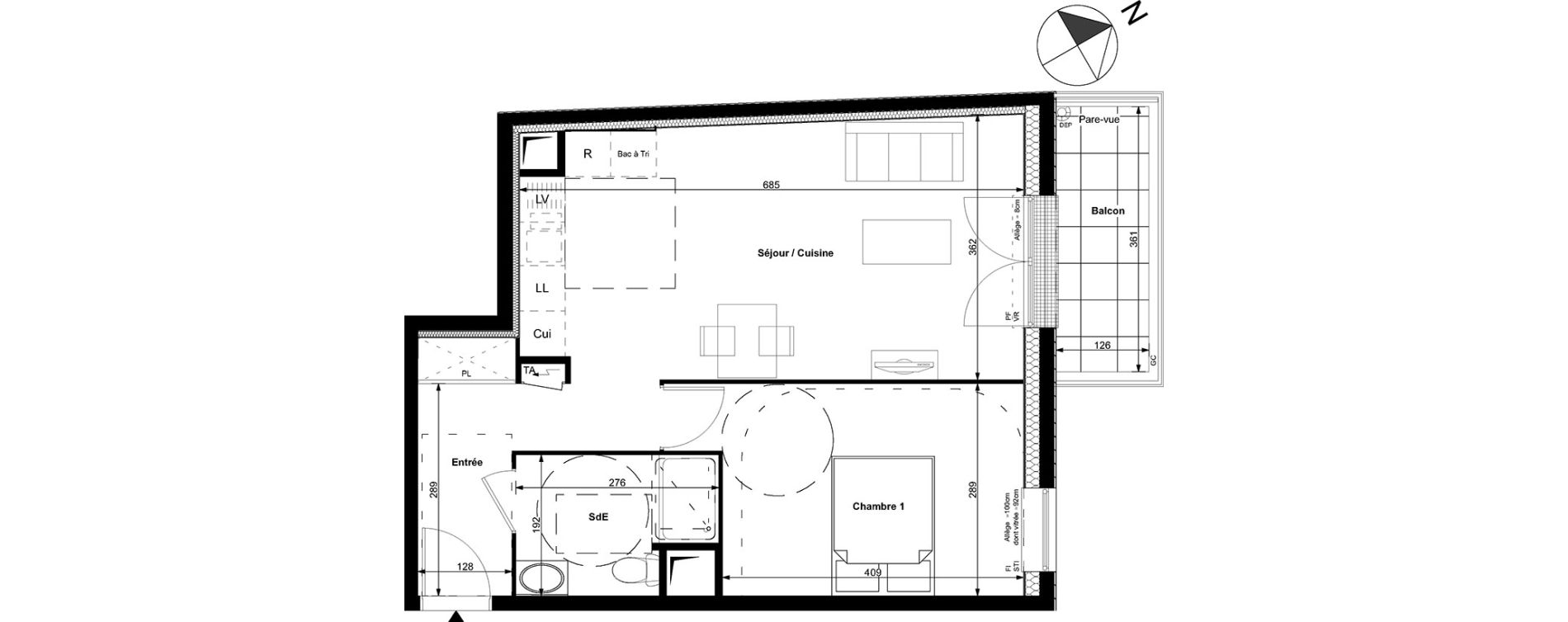 Appartement T2 de 47,10 m2 &agrave; Carri&egrave;res-Sous-Poissy Centre