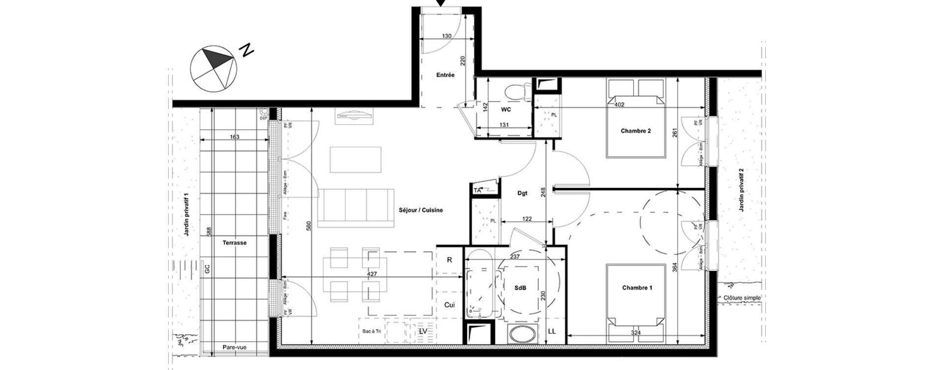 Appartement T3 de 60,60 m2 &agrave; Carri&egrave;res-Sous-Poissy Centre