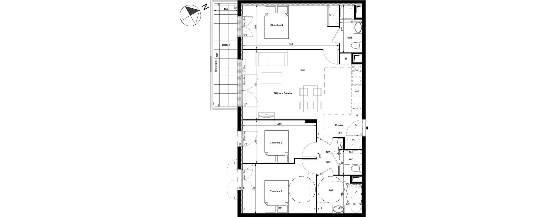Appartement T4 de 78,20 m2 &agrave; Carri&egrave;res-Sous-Poissy Centre