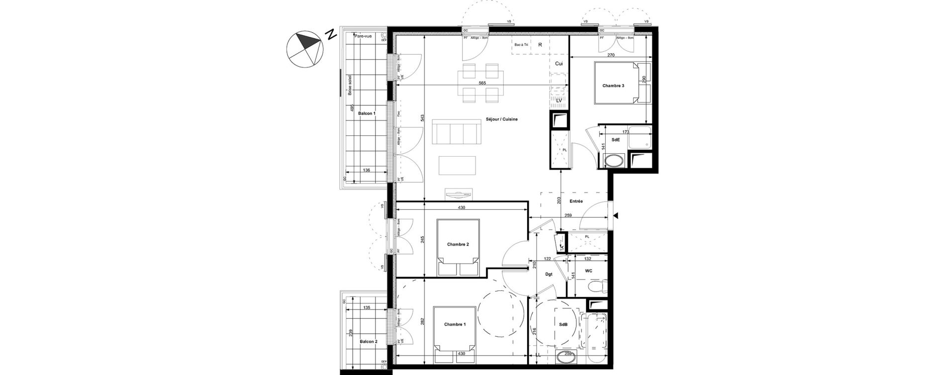 Appartement T4 de 78,30 m2 &agrave; Carri&egrave;res-Sous-Poissy Centre