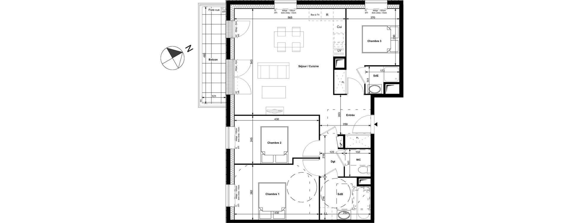 Appartement T4 de 78,30 m2 &agrave; Carri&egrave;res-Sous-Poissy Centre
