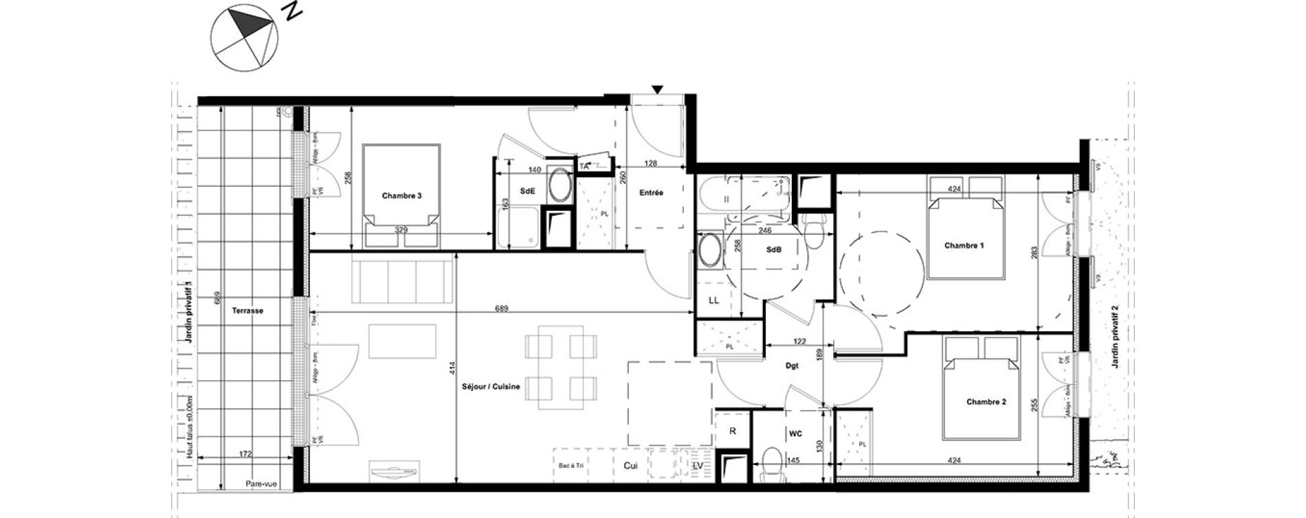 Appartement T4 de 80,60 m2 &agrave; Carri&egrave;res-Sous-Poissy Centre