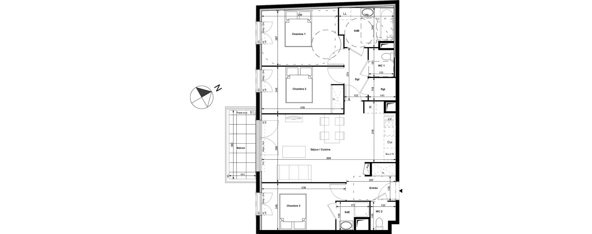 Appartement T4 de 77,15 m2 &agrave; Carri&egrave;res-Sous-Poissy Centre