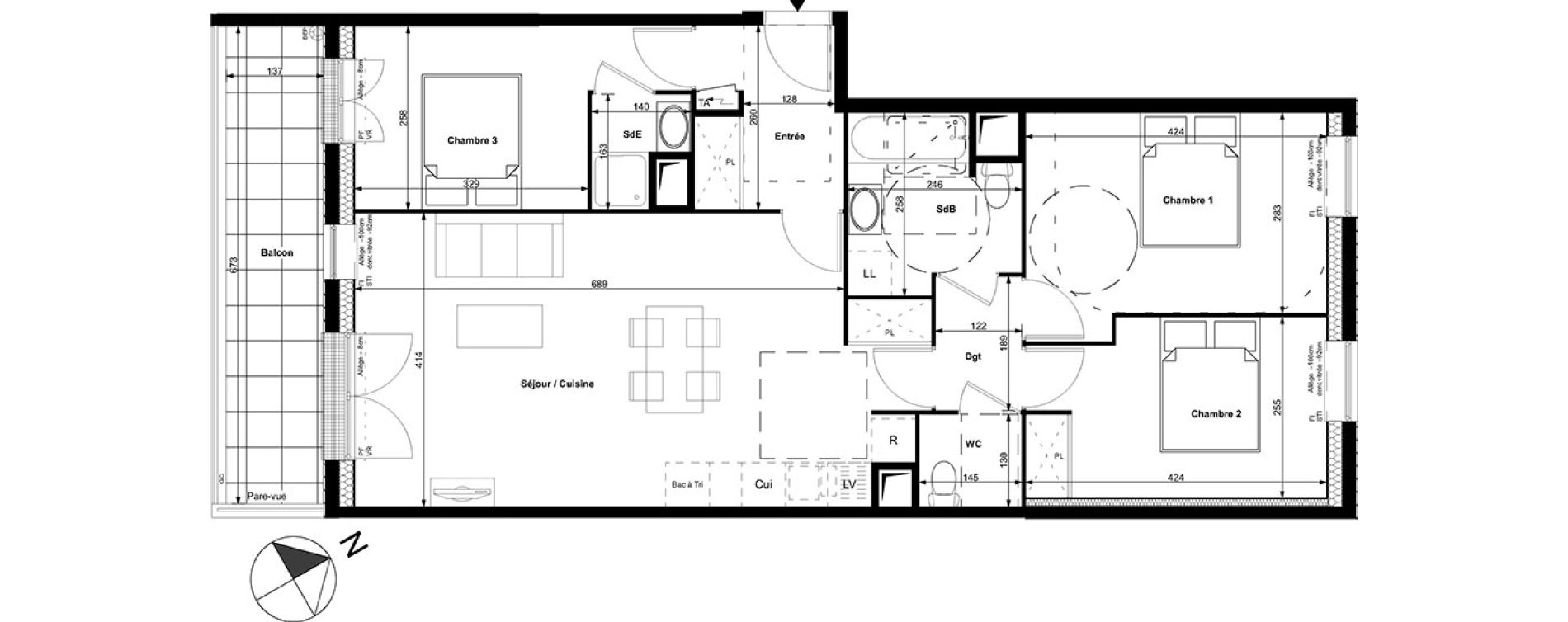 Appartement T4 de 80,60 m2 &agrave; Carri&egrave;res-Sous-Poissy Centre
