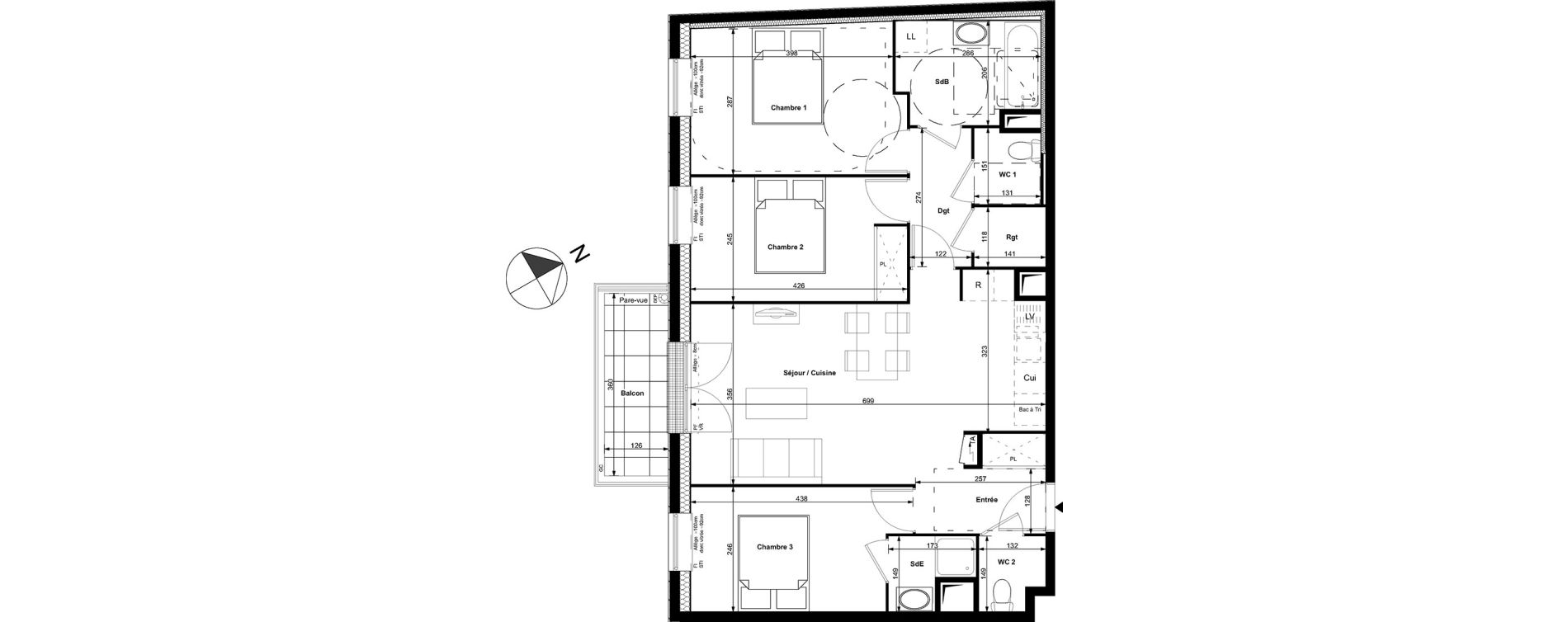 Appartement T4 de 77,15 m2 &agrave; Carri&egrave;res-Sous-Poissy Centre