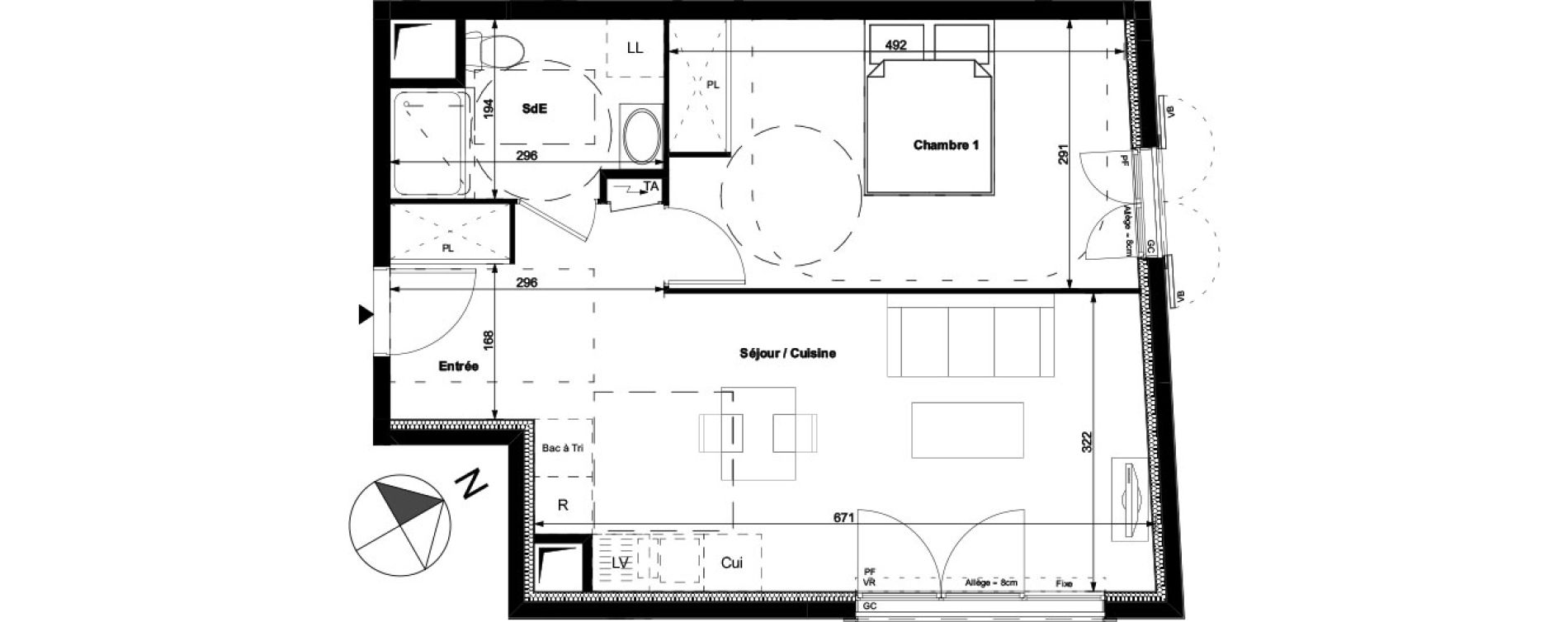 Appartement T2 de 45,40 m2 &agrave; Carri&egrave;res-Sous-Poissy Centre