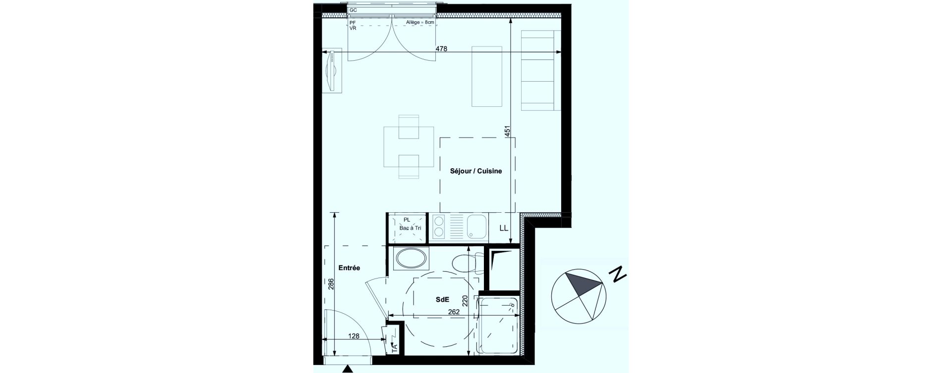 Appartement T1 de 28,70 m2 &agrave; Carri&egrave;res-Sous-Poissy Centre