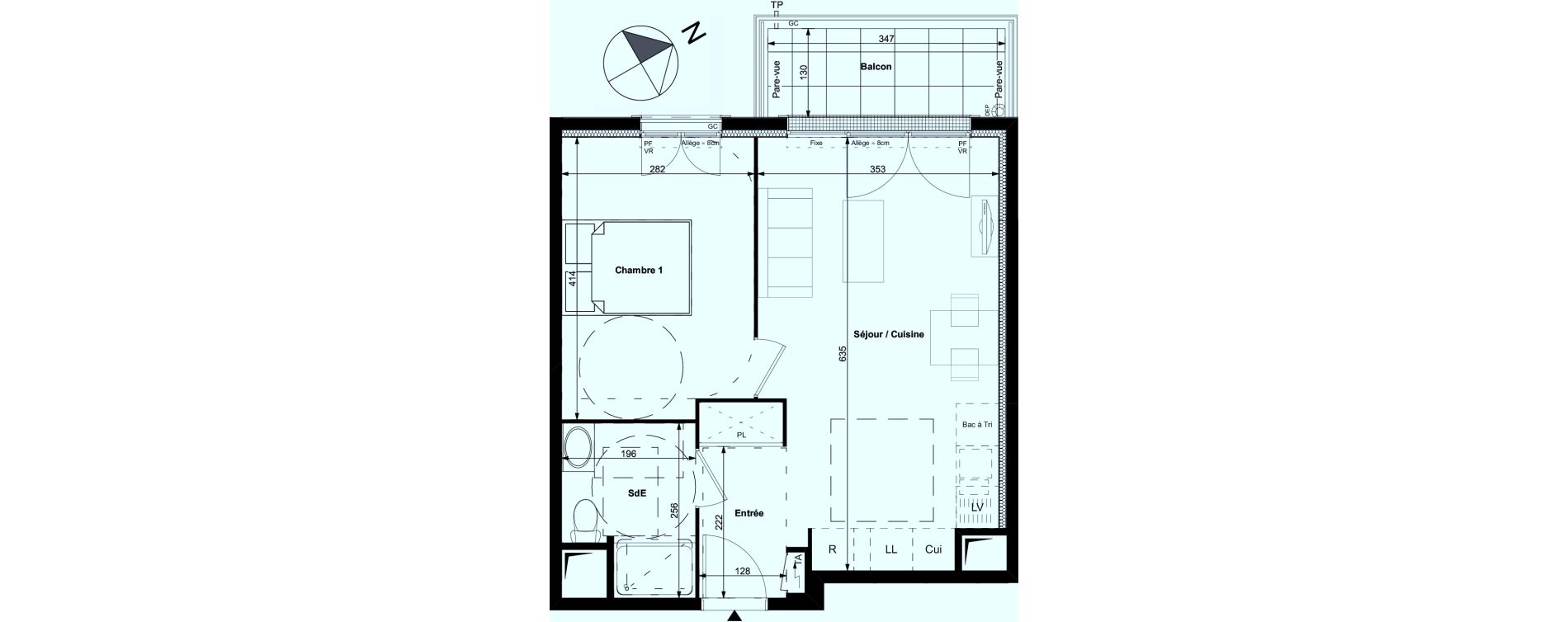 Appartement T2 de 40,30 m2 &agrave; Carri&egrave;res-Sous-Poissy Centre