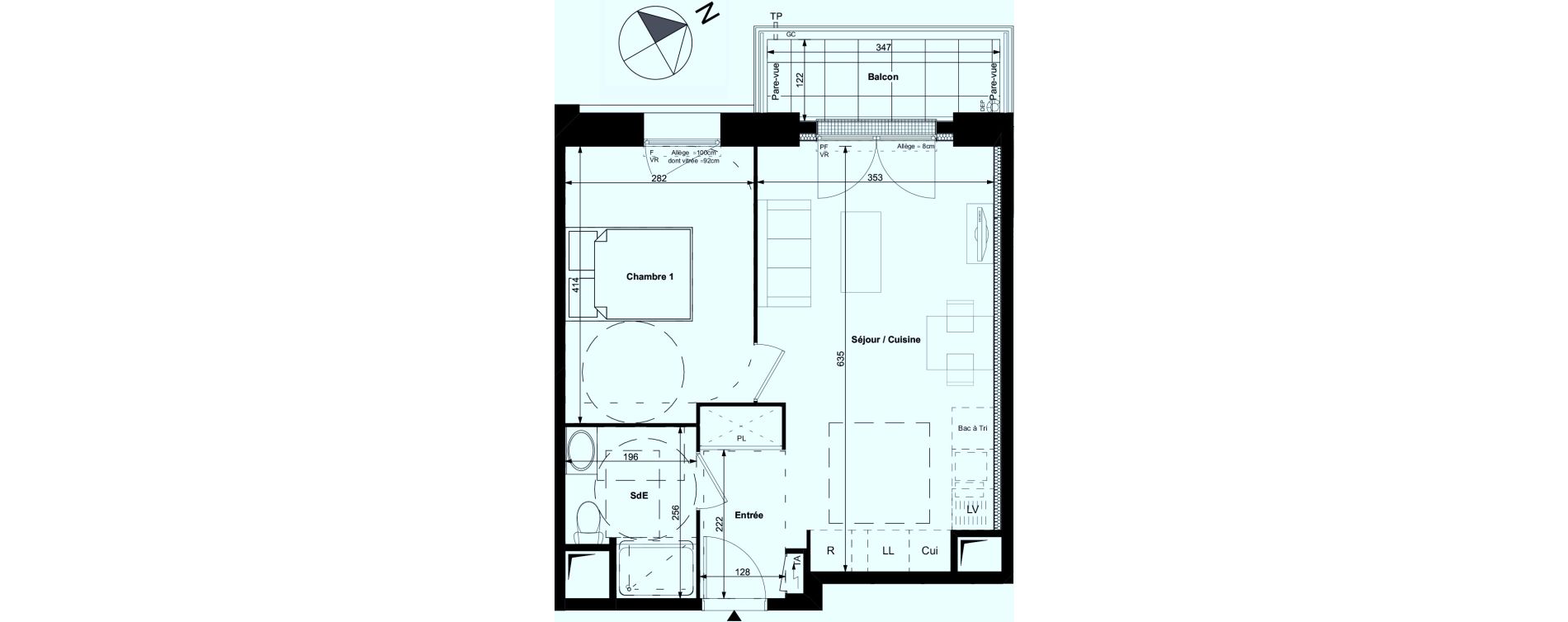 Appartement T2 de 40,45 m2 &agrave; Carri&egrave;res-Sous-Poissy Centre