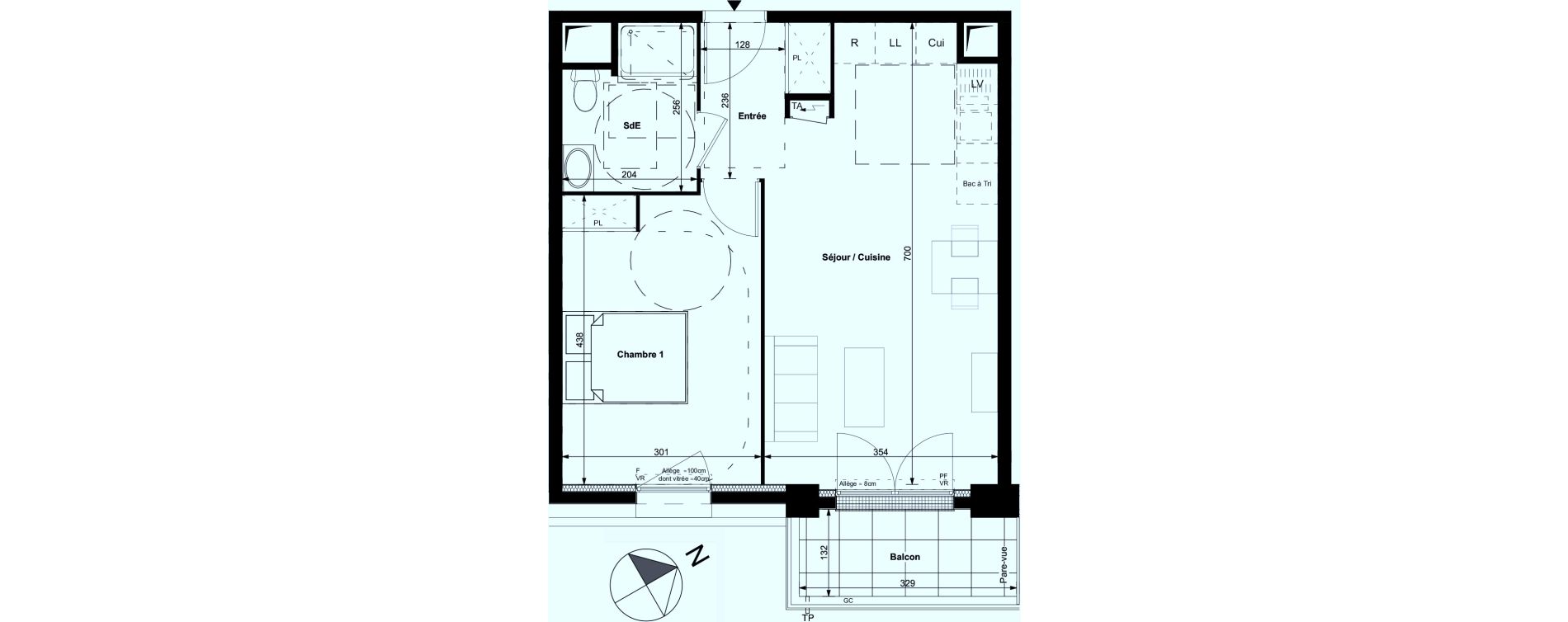 Appartement T2 de 44,55 m2 &agrave; Carri&egrave;res-Sous-Poissy Centre
