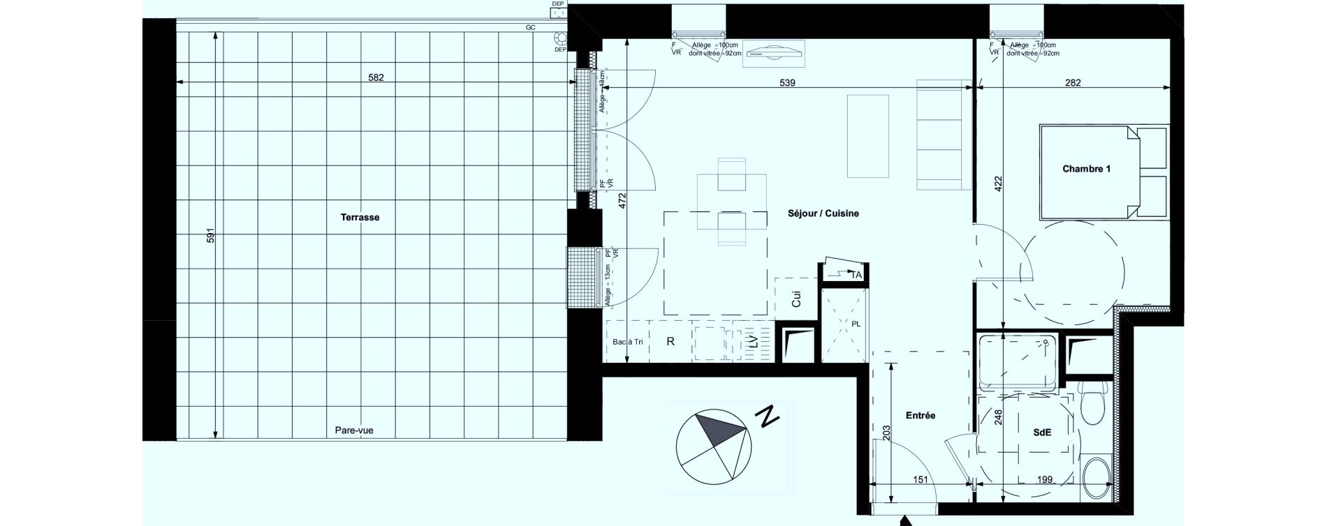 Appartement T2 de 44,00 m2 &agrave; Carri&egrave;res-Sous-Poissy Centre