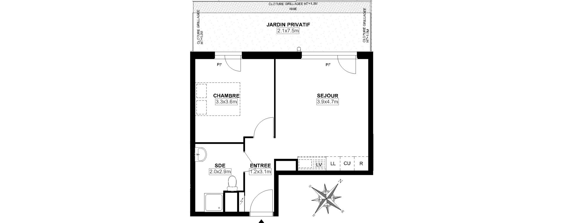 Appartement T2 de 39,00 m2 &agrave; Carri&egrave;res-Sous-Poissy Saint-louis