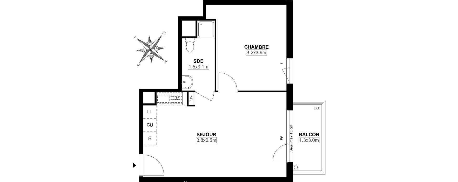 Appartement T2 de 41,60 m2 &agrave; Carri&egrave;res-Sous-Poissy Saint-louis