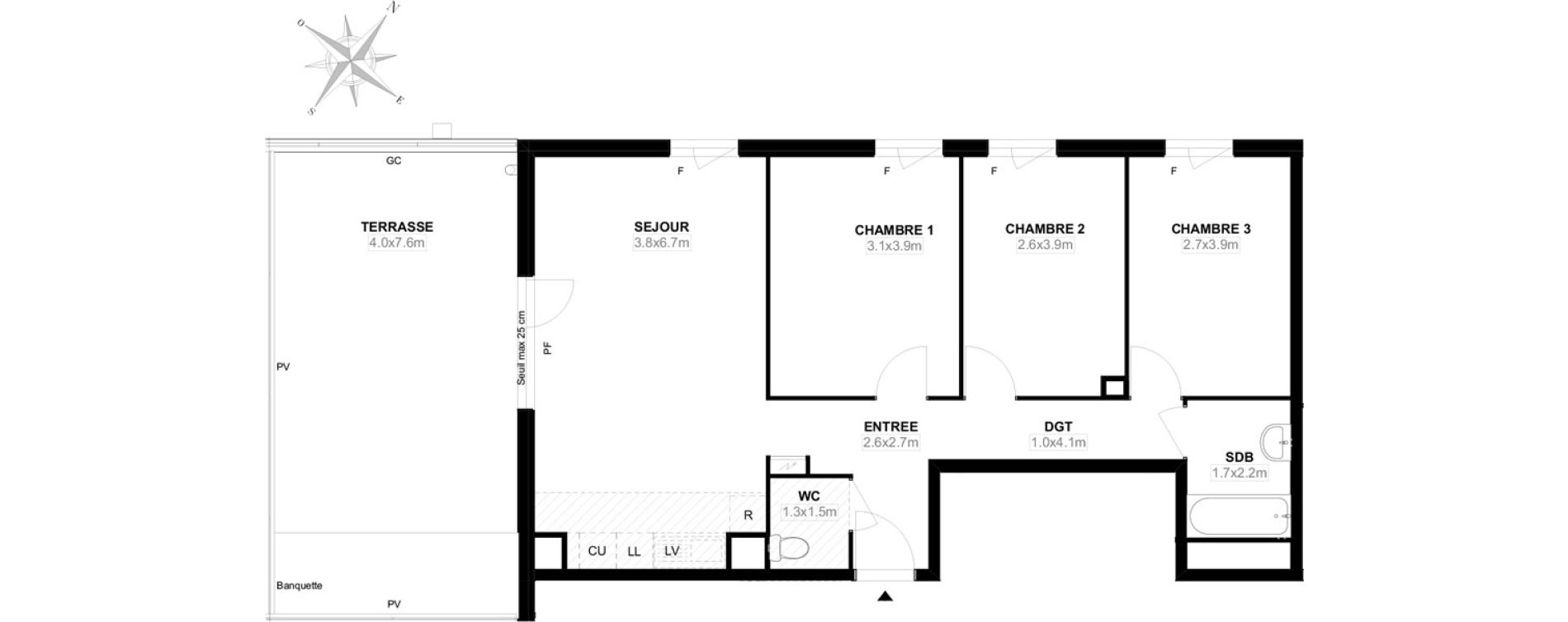 Appartement T4 de 72,30 m2 &agrave; Carri&egrave;res-Sous-Poissy Saint-louis