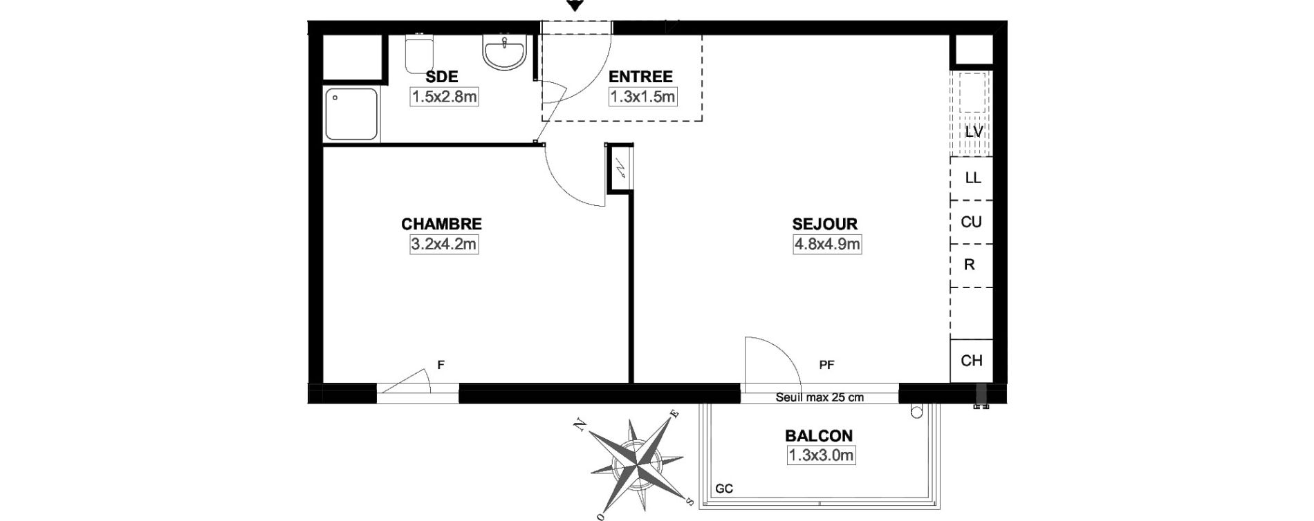 Appartement T2 de 42,90 m2 &agrave; Carri&egrave;res-Sous-Poissy Saint-louis