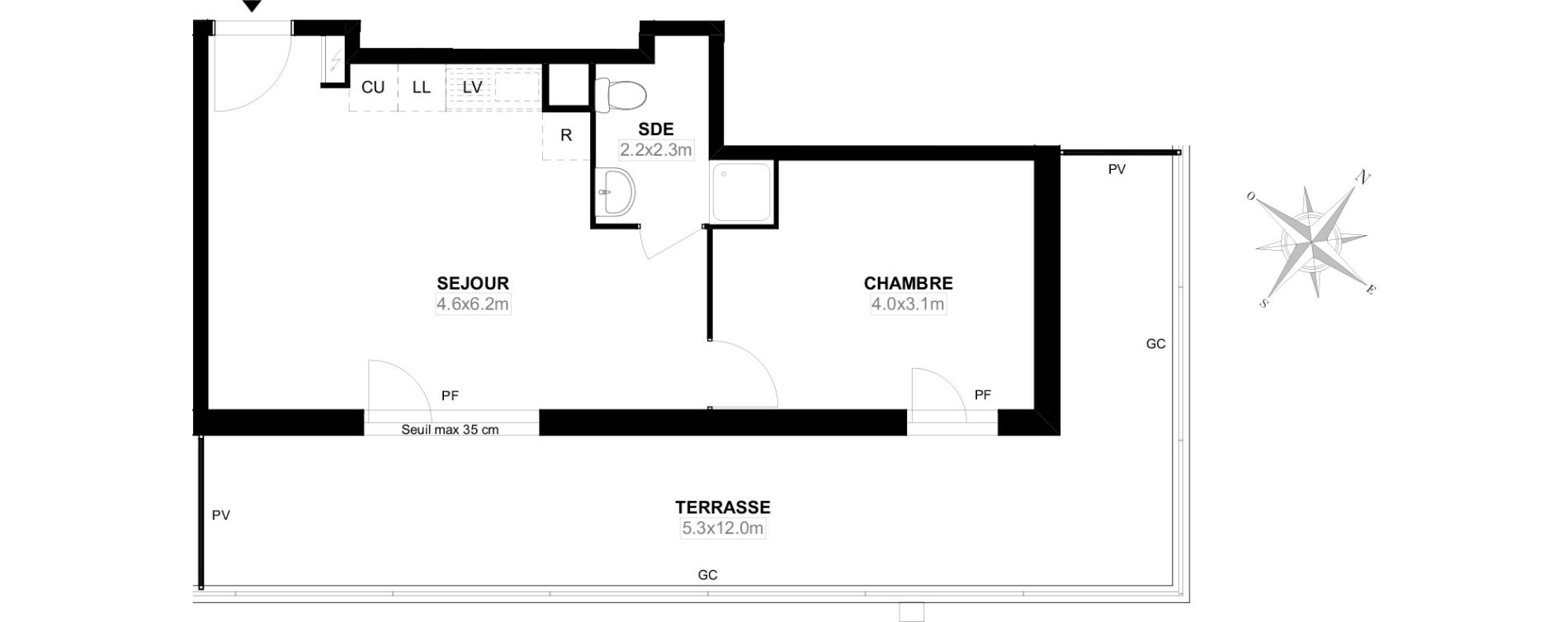 Appartement T2 de 39,30 m2 &agrave; Carri&egrave;res-Sous-Poissy Saint-louis