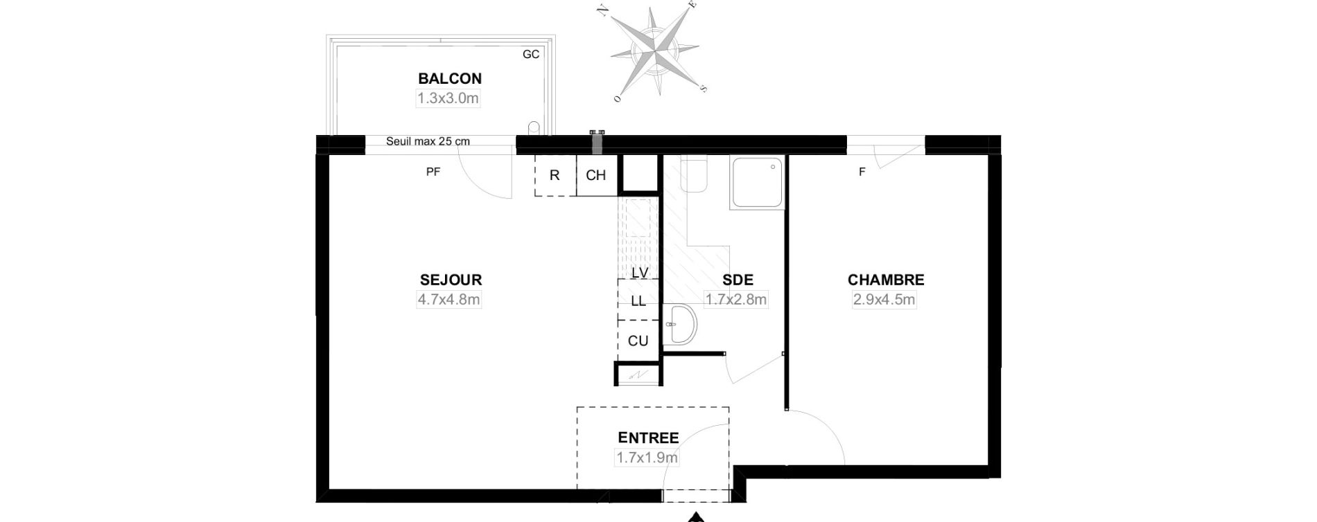 Appartement T2 de 44,10 m2 &agrave; Carri&egrave;res-Sous-Poissy Saint-louis
