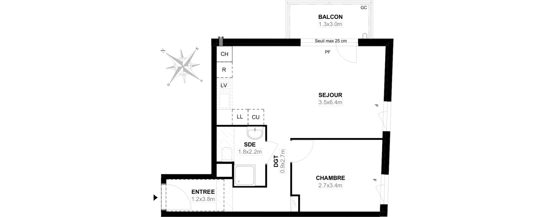 Appartement T2 de 40,90 m2 &agrave; Carri&egrave;res-Sous-Poissy Saint-louis