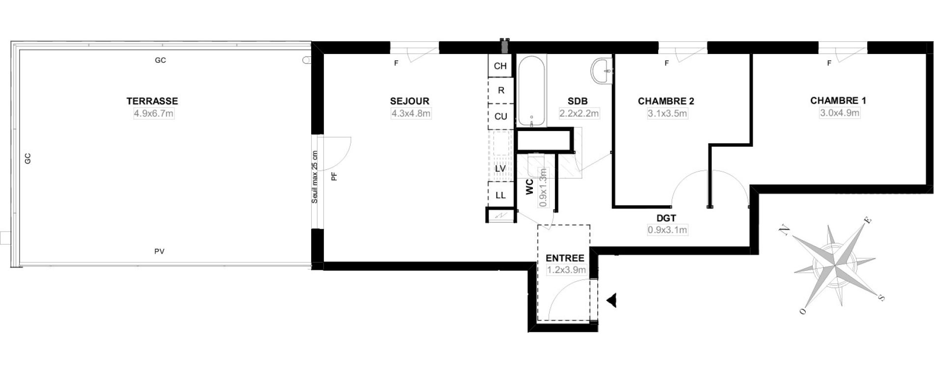 Appartement T3 de 58,20 m2 &agrave; Carri&egrave;res-Sous-Poissy Saint-louis
