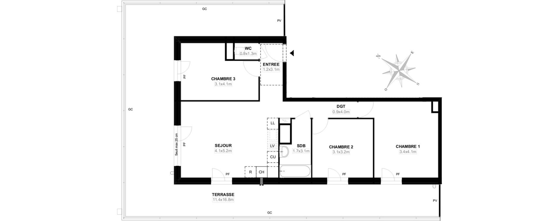 Appartement T4 de 71,30 m2 &agrave; Carri&egrave;res-Sous-Poissy Saint-louis