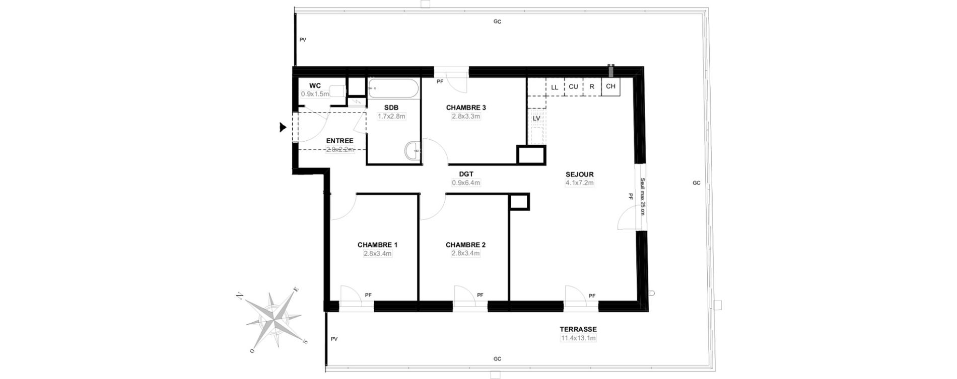 Appartement T4 de 71,90 m2 &agrave; Carri&egrave;res-Sous-Poissy Saint-louis