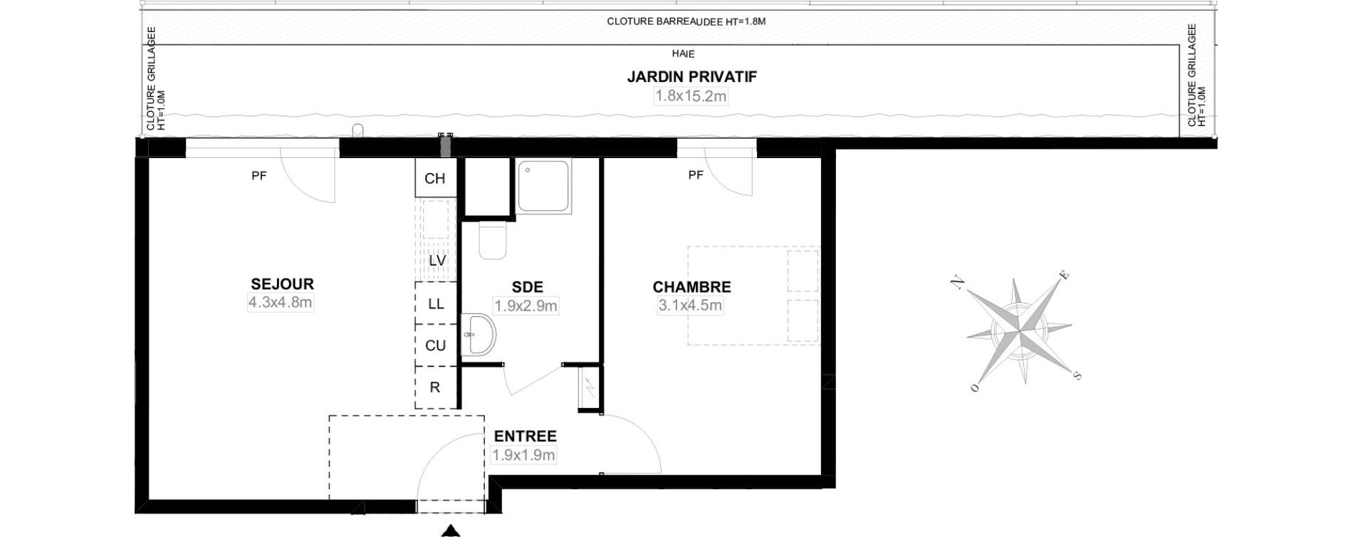 Appartement T2 de 43,40 m2 &agrave; Carri&egrave;res-Sous-Poissy Saint-louis