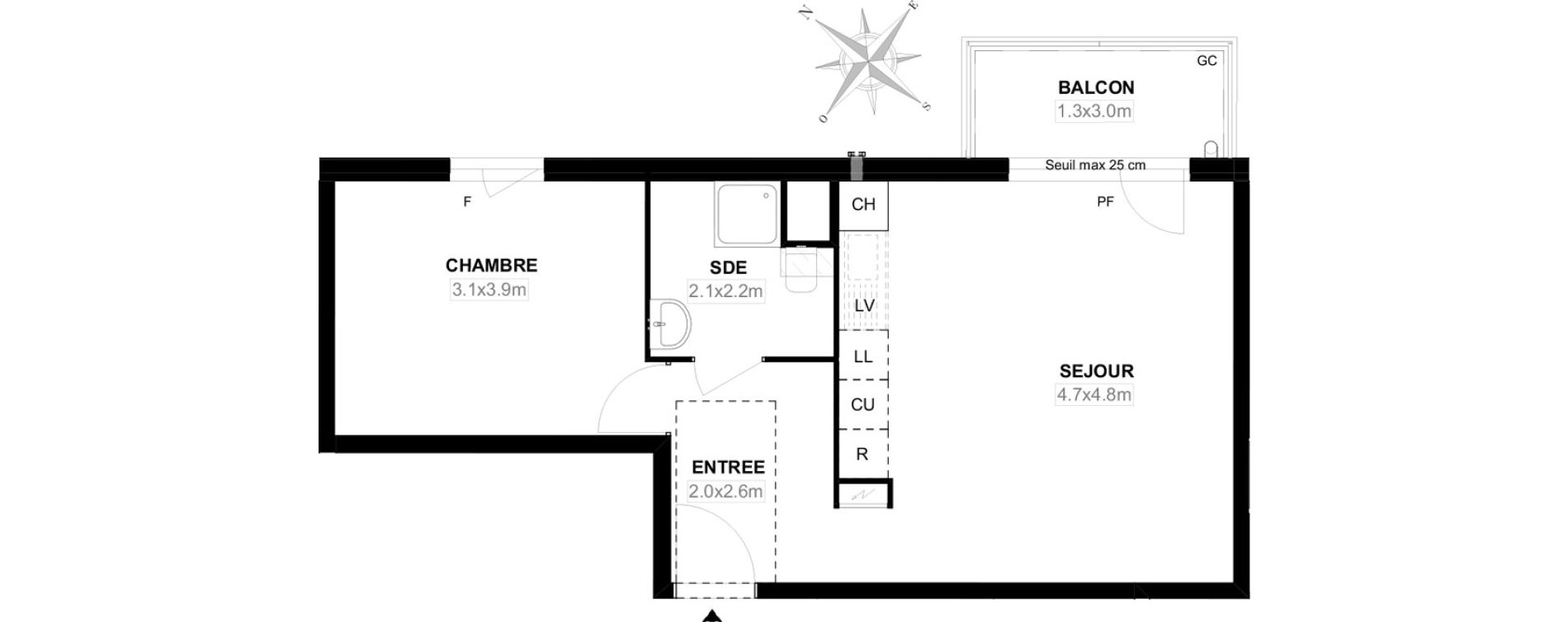 Appartement T2 de 44,40 m2 &agrave; Carri&egrave;res-Sous-Poissy Saint-louis
