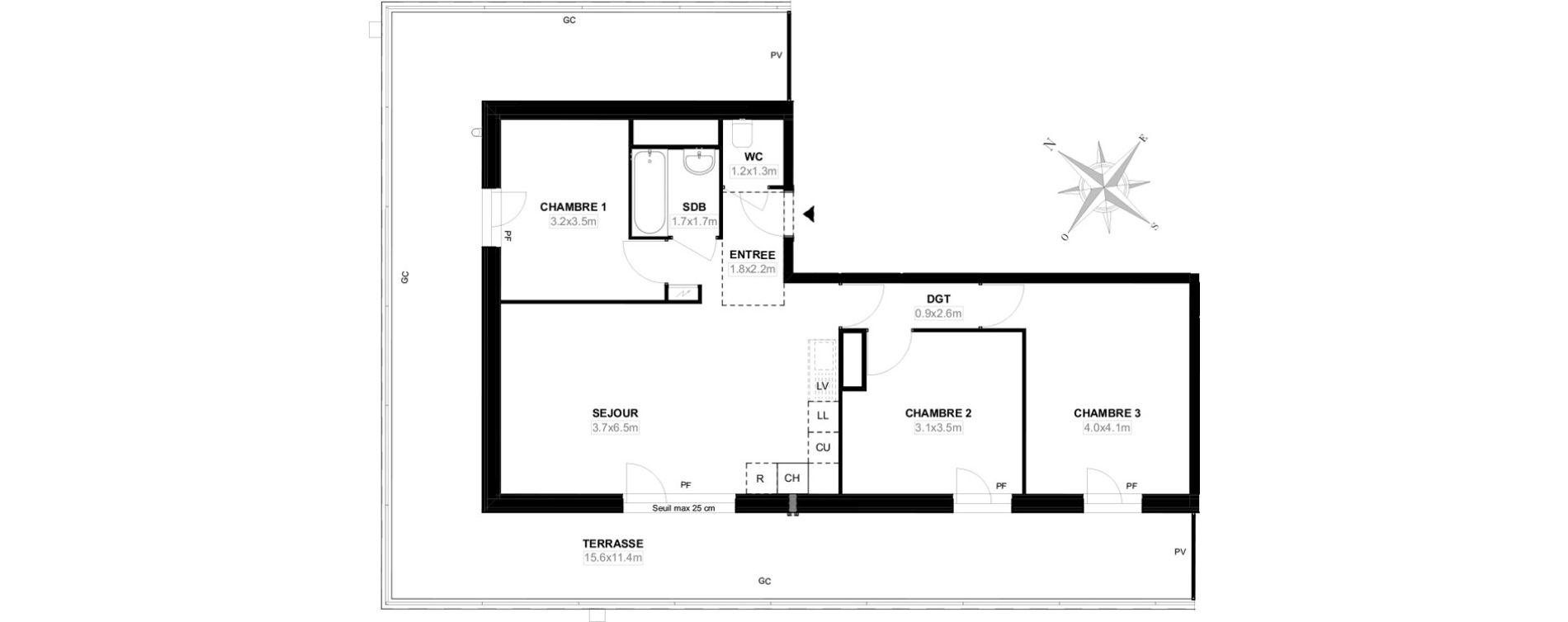Appartement T4 de 69,50 m2 &agrave; Carri&egrave;res-Sous-Poissy Saint-louis
