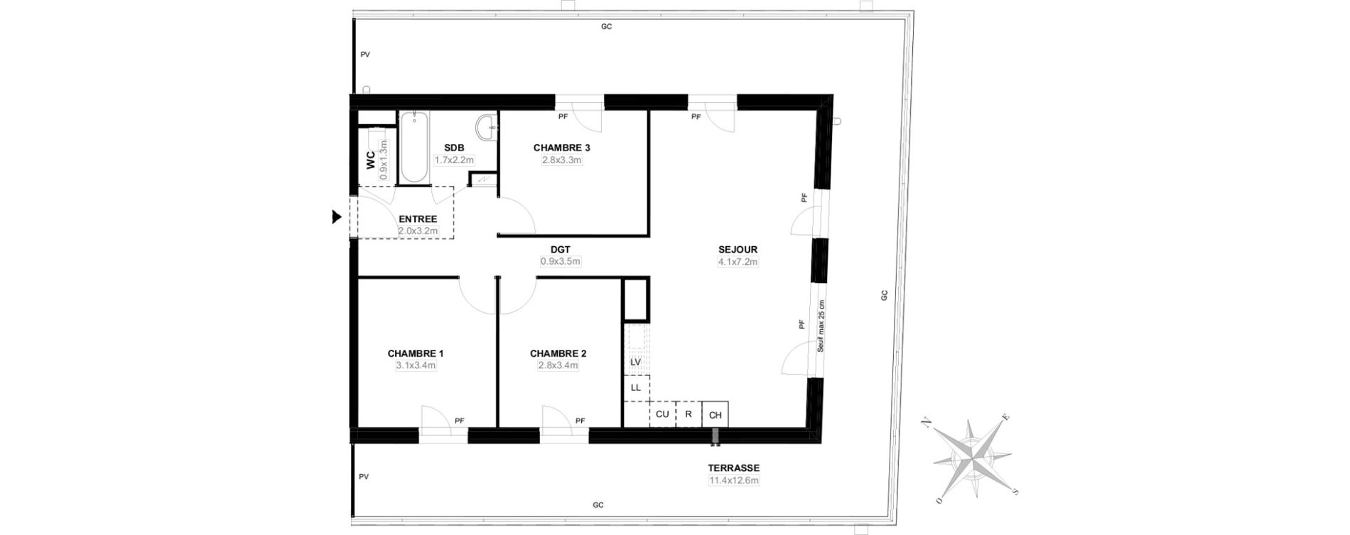 Appartement T4 de 73,00 m2 &agrave; Carri&egrave;res-Sous-Poissy Saint-louis