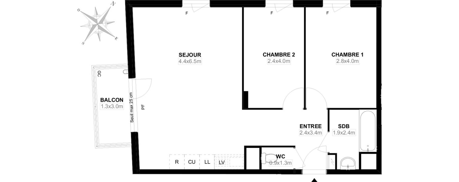 Appartement T3 de 60,30 m2 &agrave; Carri&egrave;res-Sous-Poissy Saint-louis