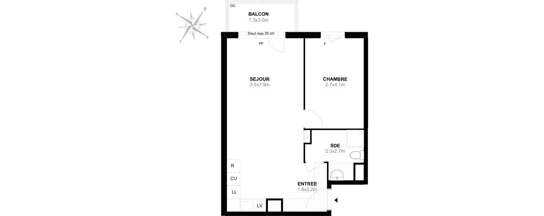 Appartement T2 de 45,90 m2 &agrave; Carri&egrave;res-Sous-Poissy Saint-louis