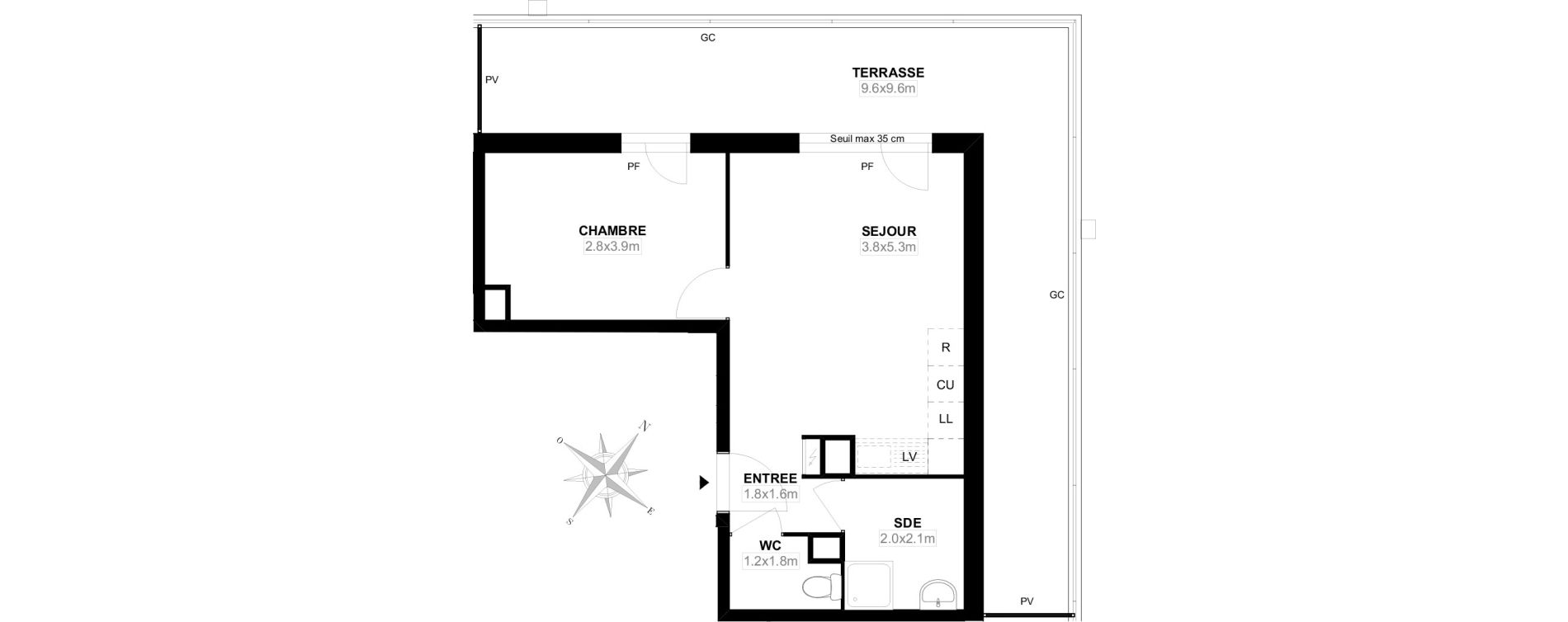 Appartement T2 de 38,60 m2 &agrave; Carri&egrave;res-Sous-Poissy Saint-louis