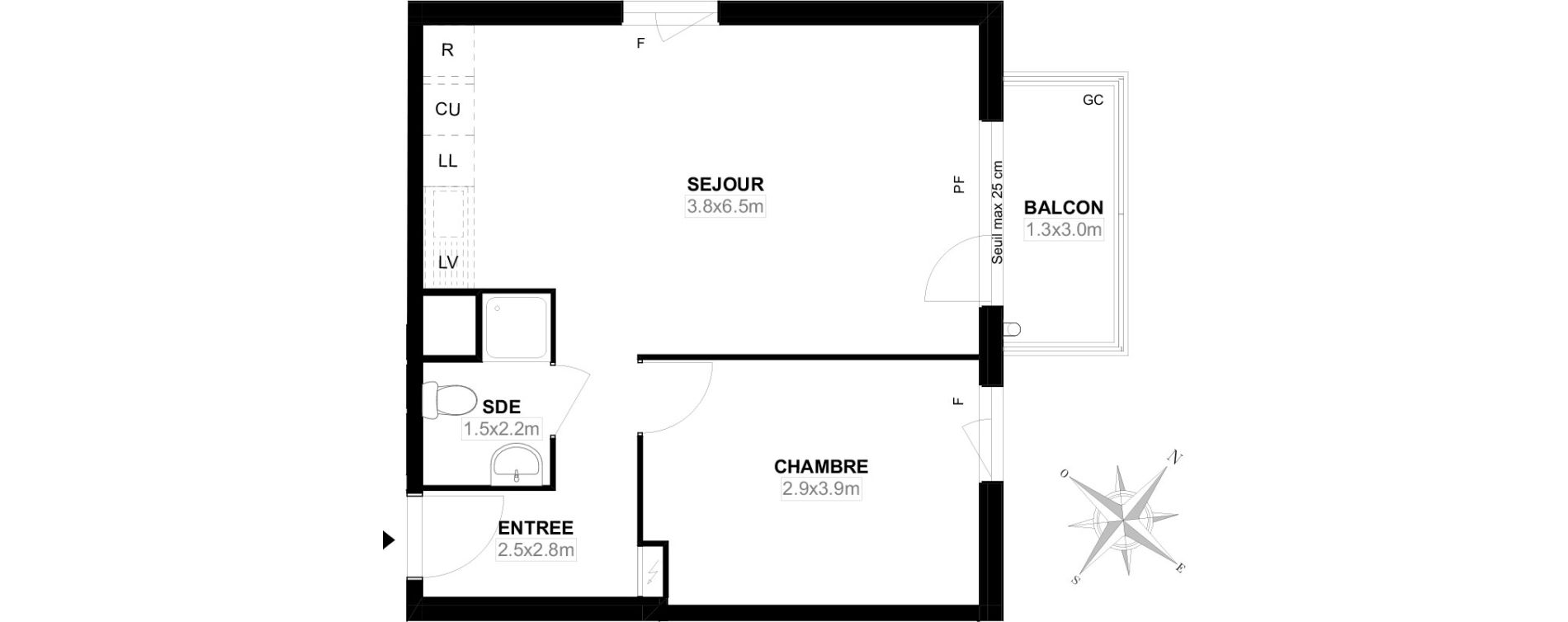 Appartement T2 de 42,50 m2 &agrave; Carri&egrave;res-Sous-Poissy Saint-louis