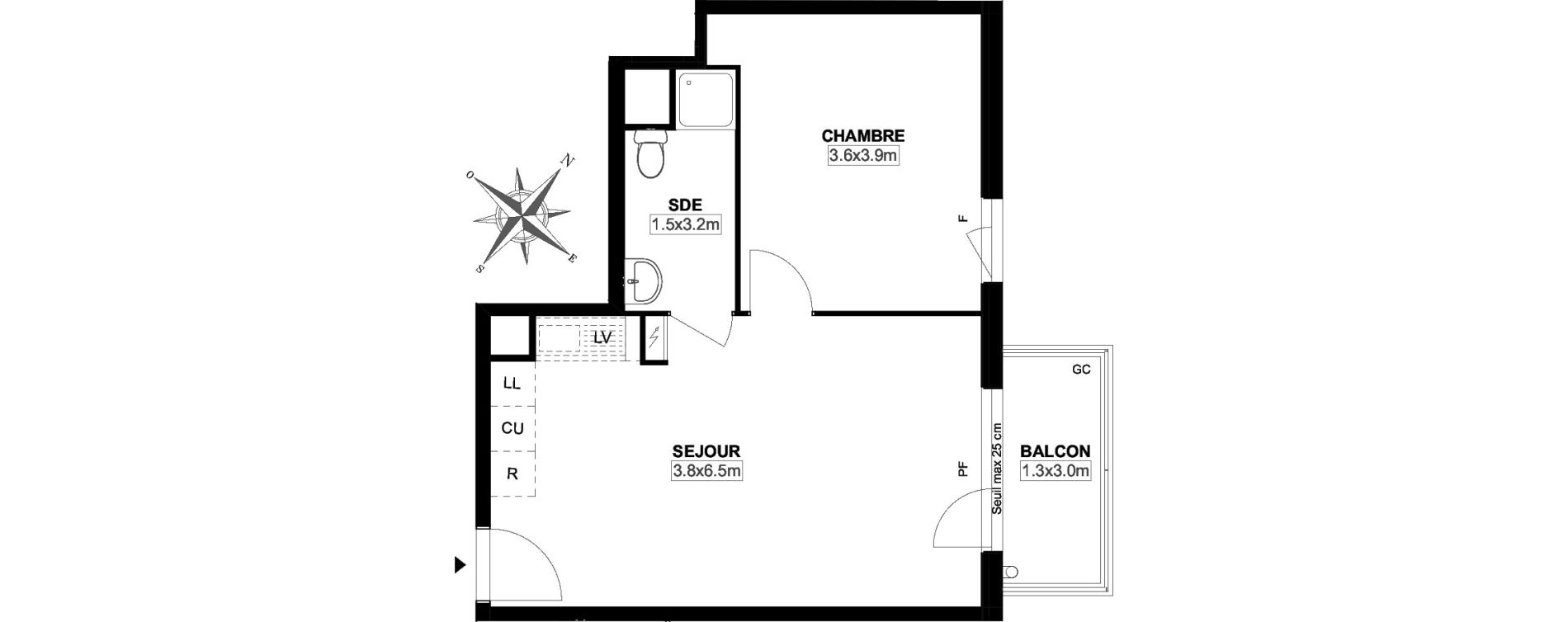 Appartement T2 de 41,70 m2 &agrave; Carri&egrave;res-Sous-Poissy Saint-louis