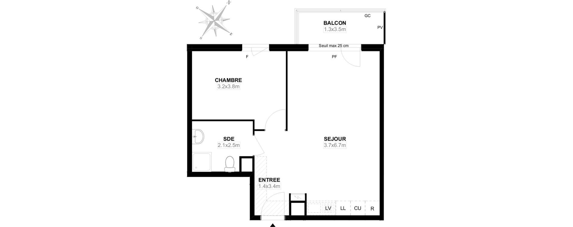 Appartement T2 de 45,70 m2 &agrave; Carri&egrave;res-Sous-Poissy Saint-louis