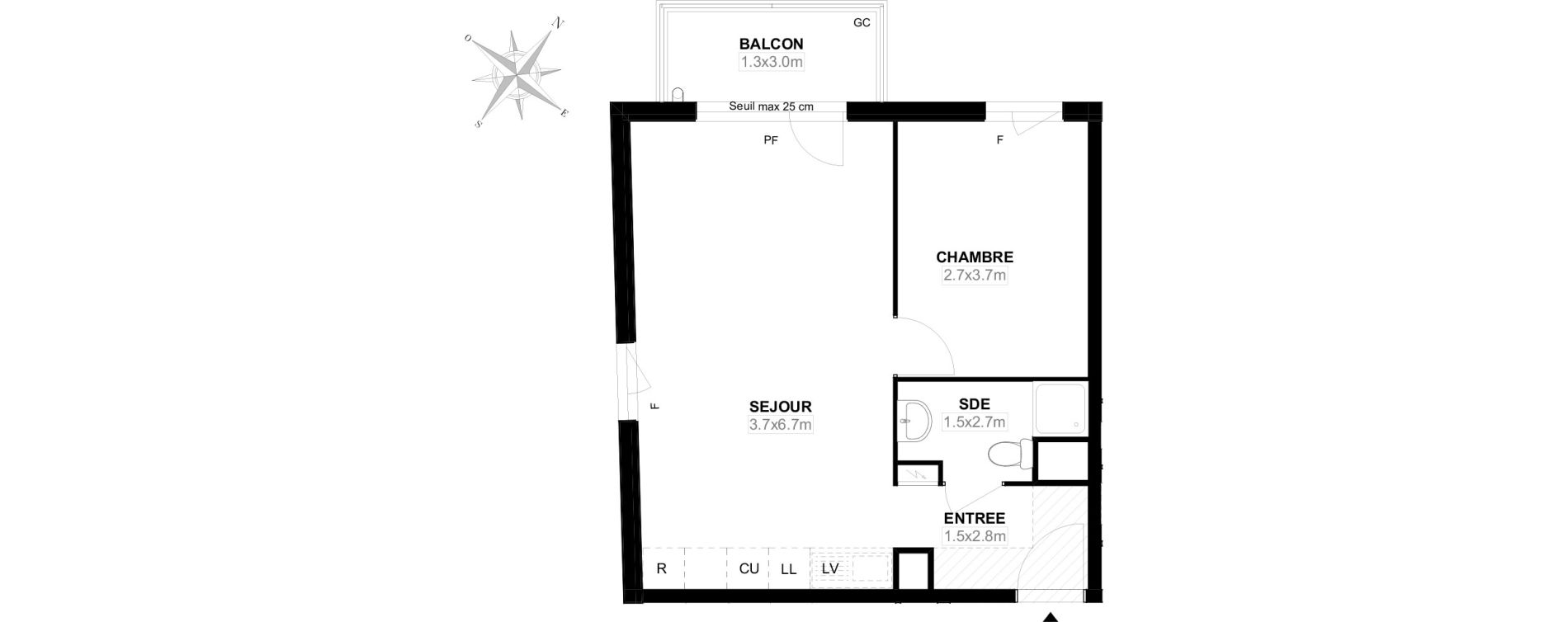 Appartement T2 de 42,20 m2 &agrave; Carri&egrave;res-Sous-Poissy Saint-louis