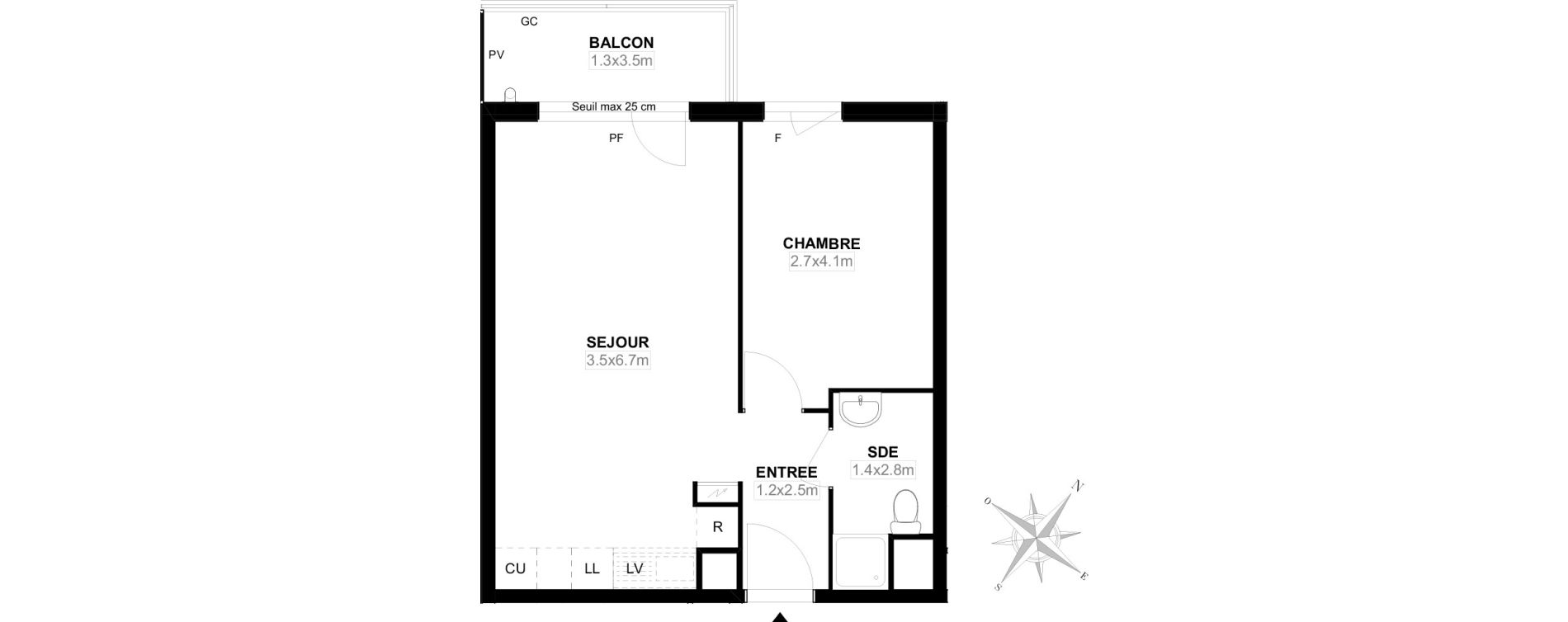 Appartement T2 de 40,70 m2 &agrave; Carri&egrave;res-Sous-Poissy Saint-louis