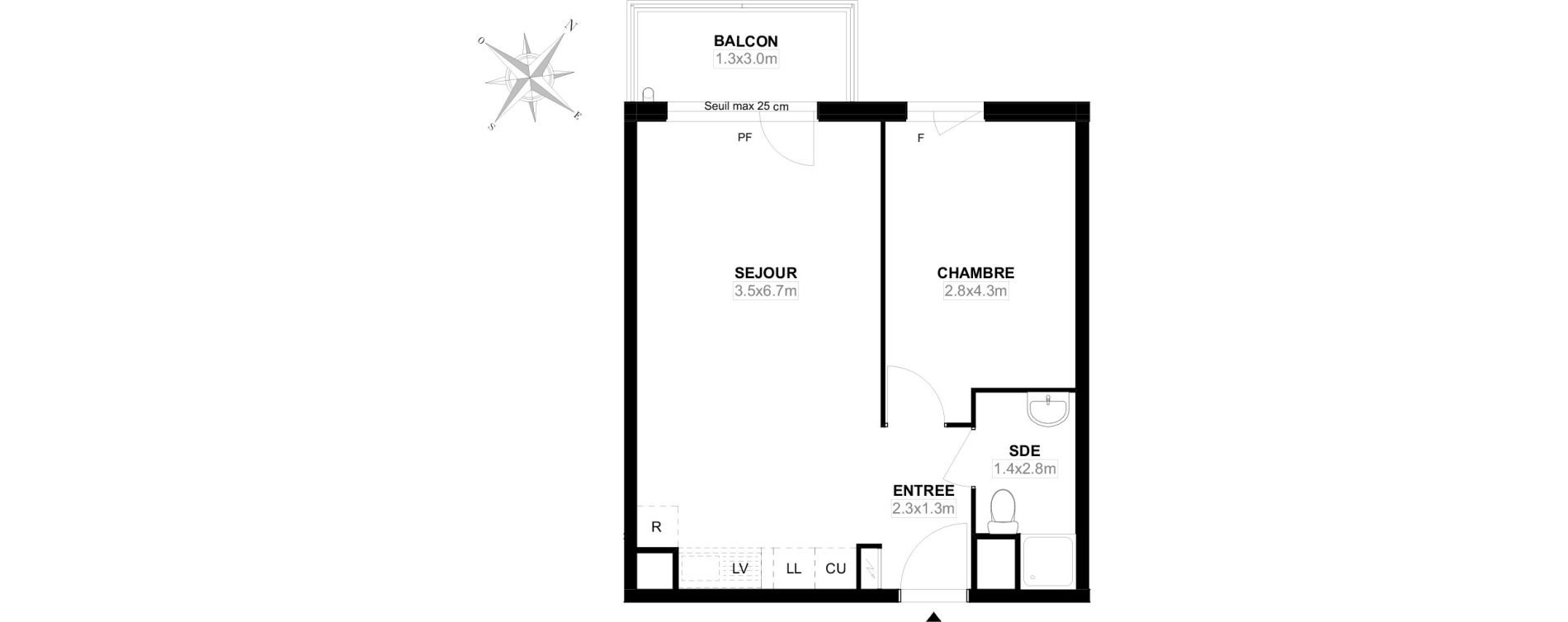 Appartement T2 de 40,90 m2 &agrave; Carri&egrave;res-Sous-Poissy Saint-louis