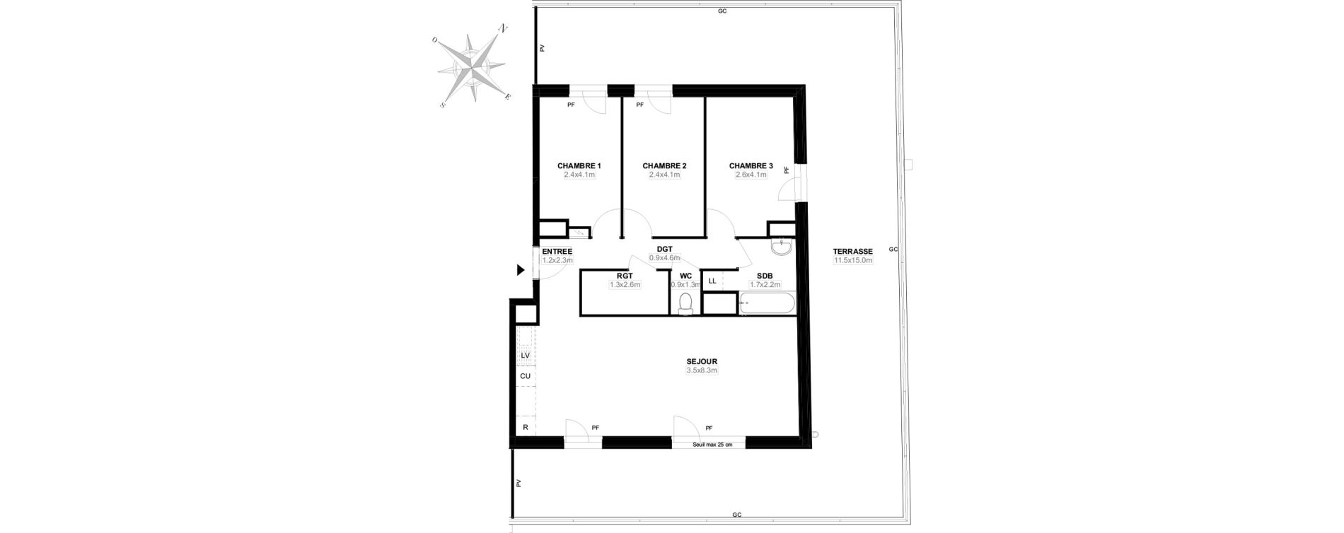 Appartement T4 de 74,20 m2 &agrave; Carri&egrave;res-Sous-Poissy Saint-louis