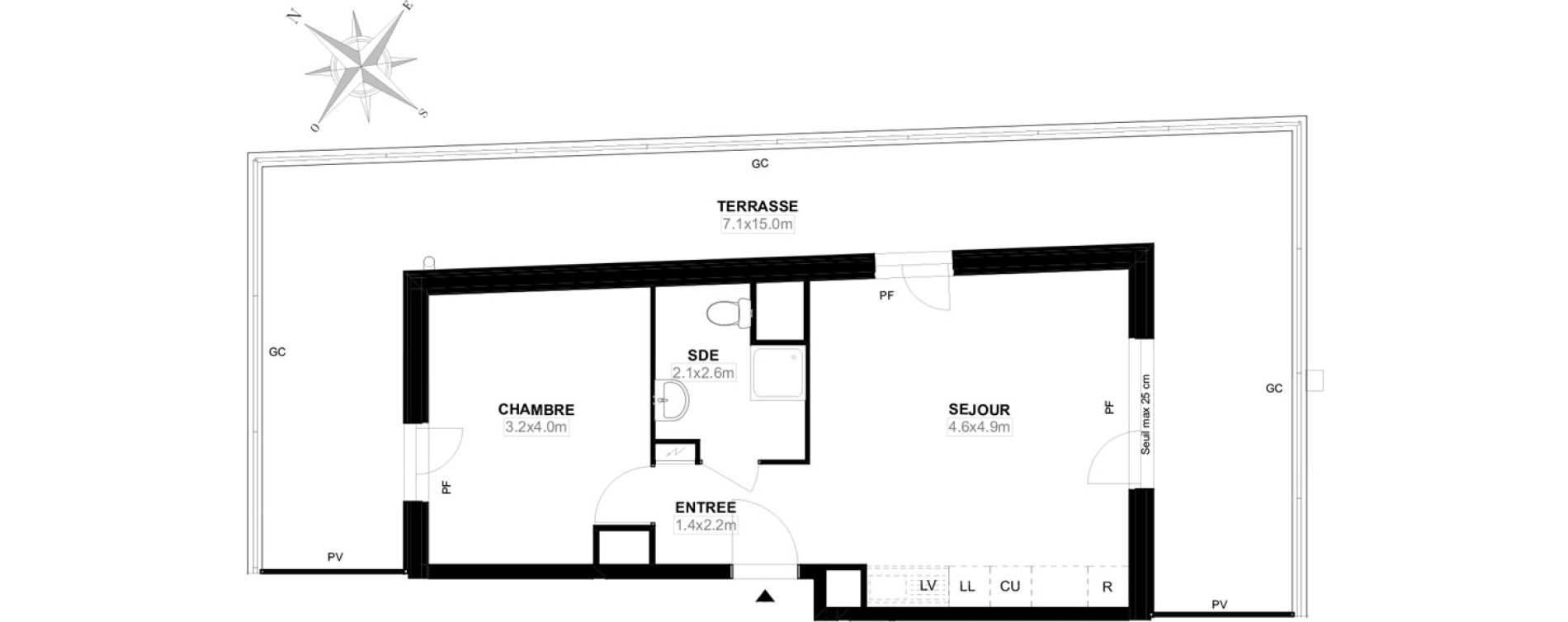 Appartement T2 de 42,40 m2 &agrave; Carri&egrave;res-Sous-Poissy Saint-louis