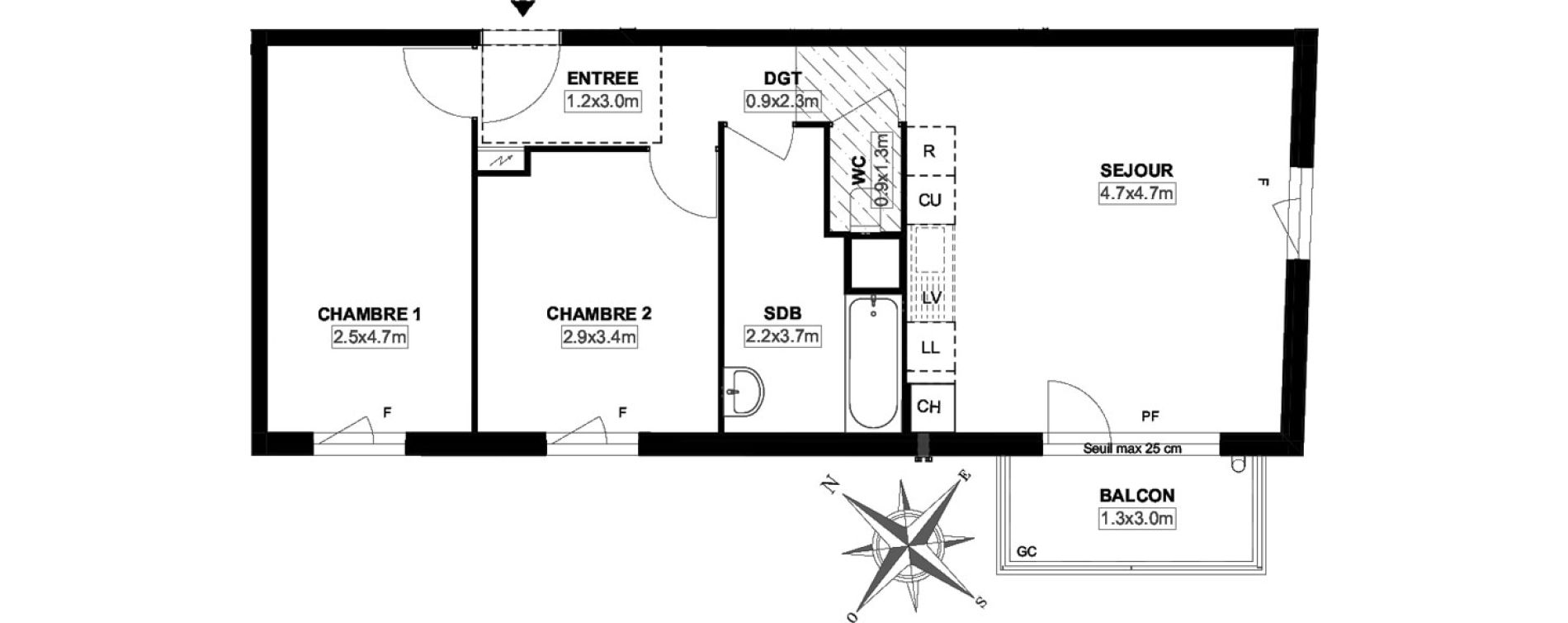 Appartement T3 de 58,10 m2 &agrave; Carri&egrave;res-Sous-Poissy Saint-louis