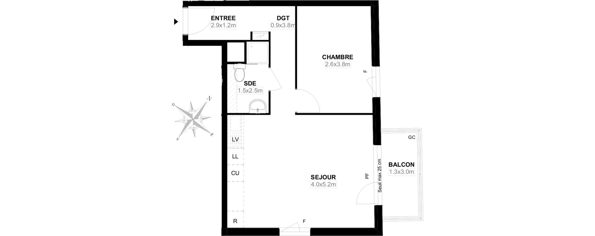 Appartement T2 de 41,80 m2 &agrave; Carri&egrave;res-Sous-Poissy Saint-louis