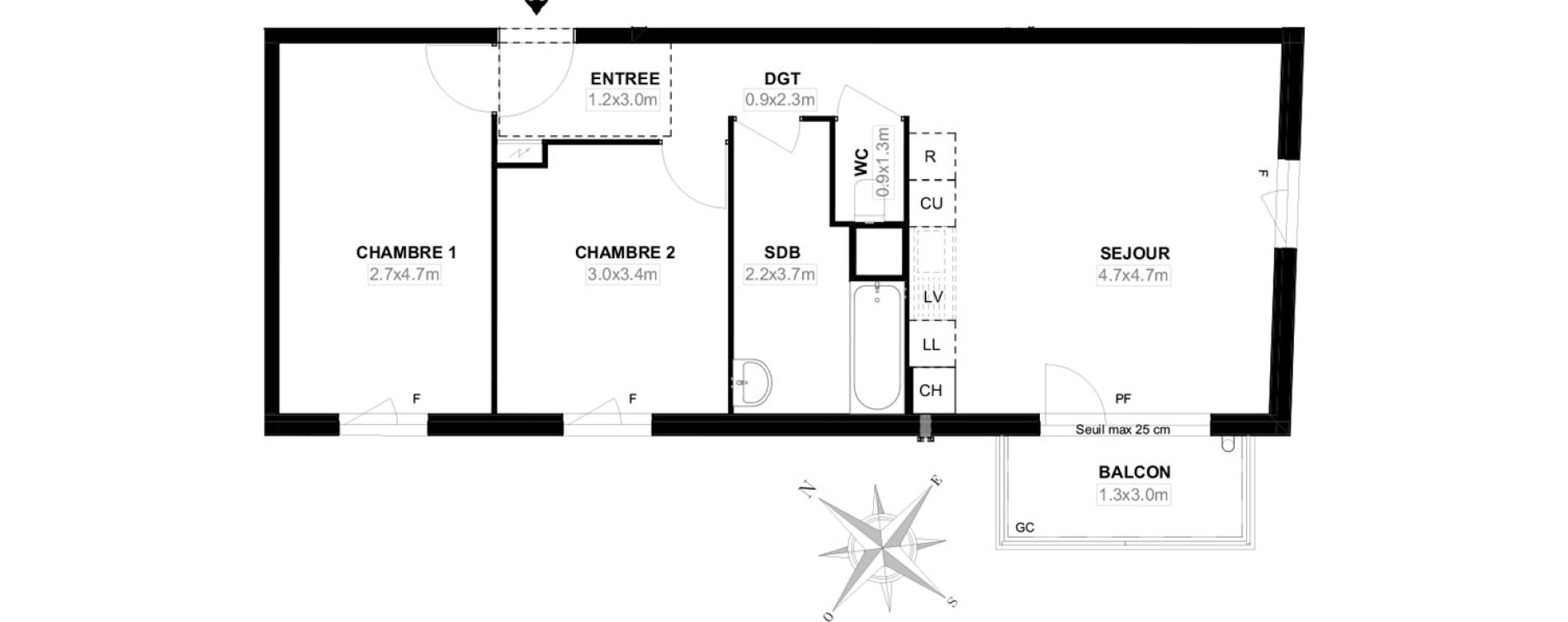 Appartement T3 de 59,10 m2 &agrave; Carri&egrave;res-Sous-Poissy Saint-louis