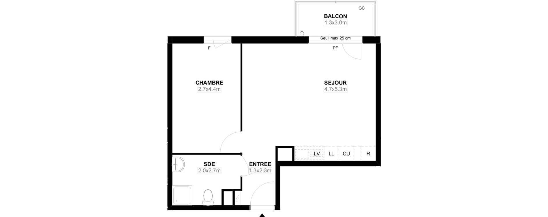 Appartement T2 de 44,60 m2 &agrave; Carri&egrave;res-Sous-Poissy Saint-louis
