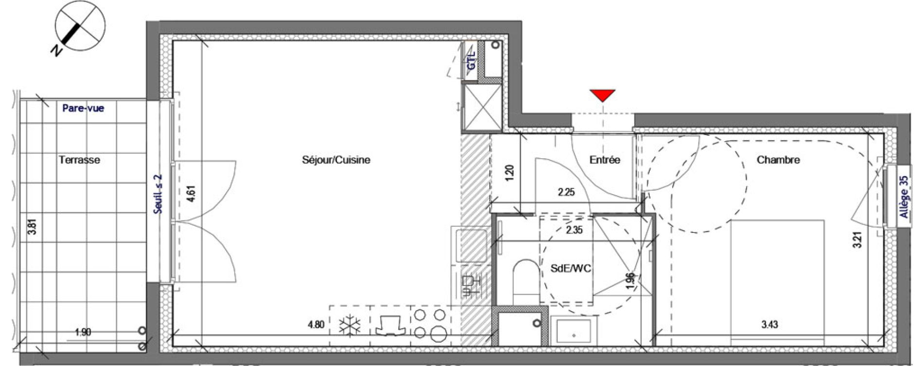 Appartement T2 de 39,96 m2 &agrave; Carri&egrave;res-Sous-Poissy Apollinaire-le village