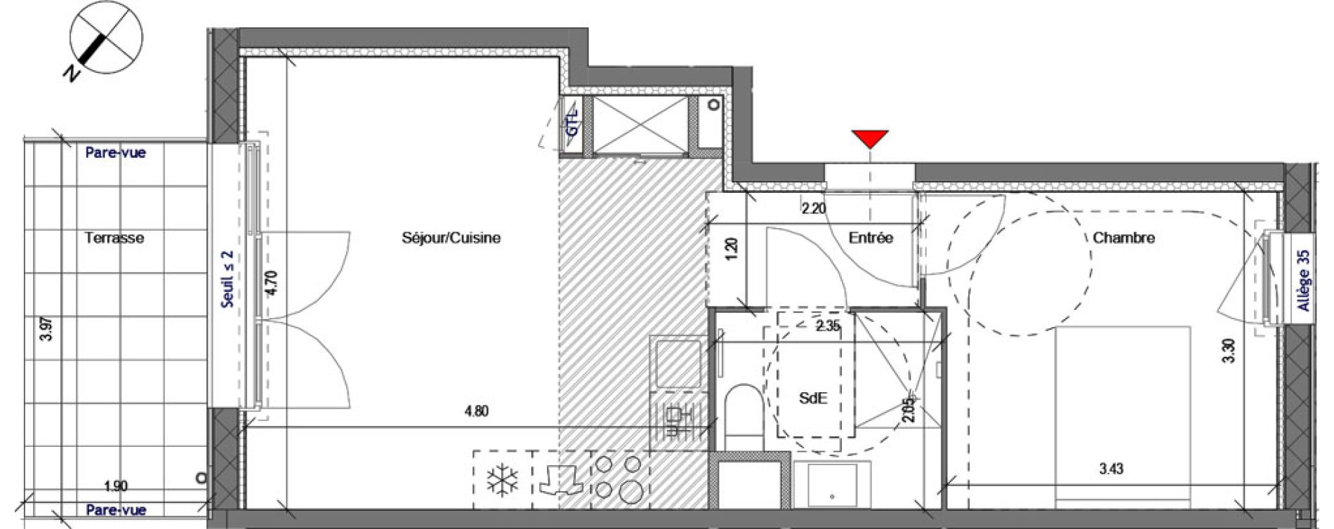 Appartement T2 de 40,20 m2 &agrave; Carri&egrave;res-Sous-Poissy Apollinaire-le village