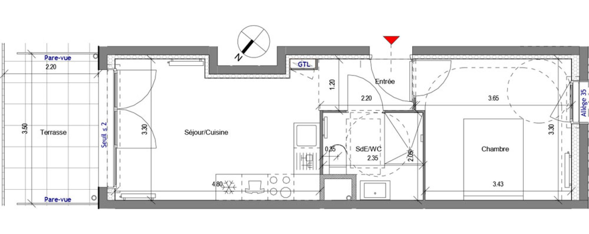 Appartement T1 de 33,35 m2 &agrave; Carri&egrave;res-Sous-Poissy Apollinaire-le village