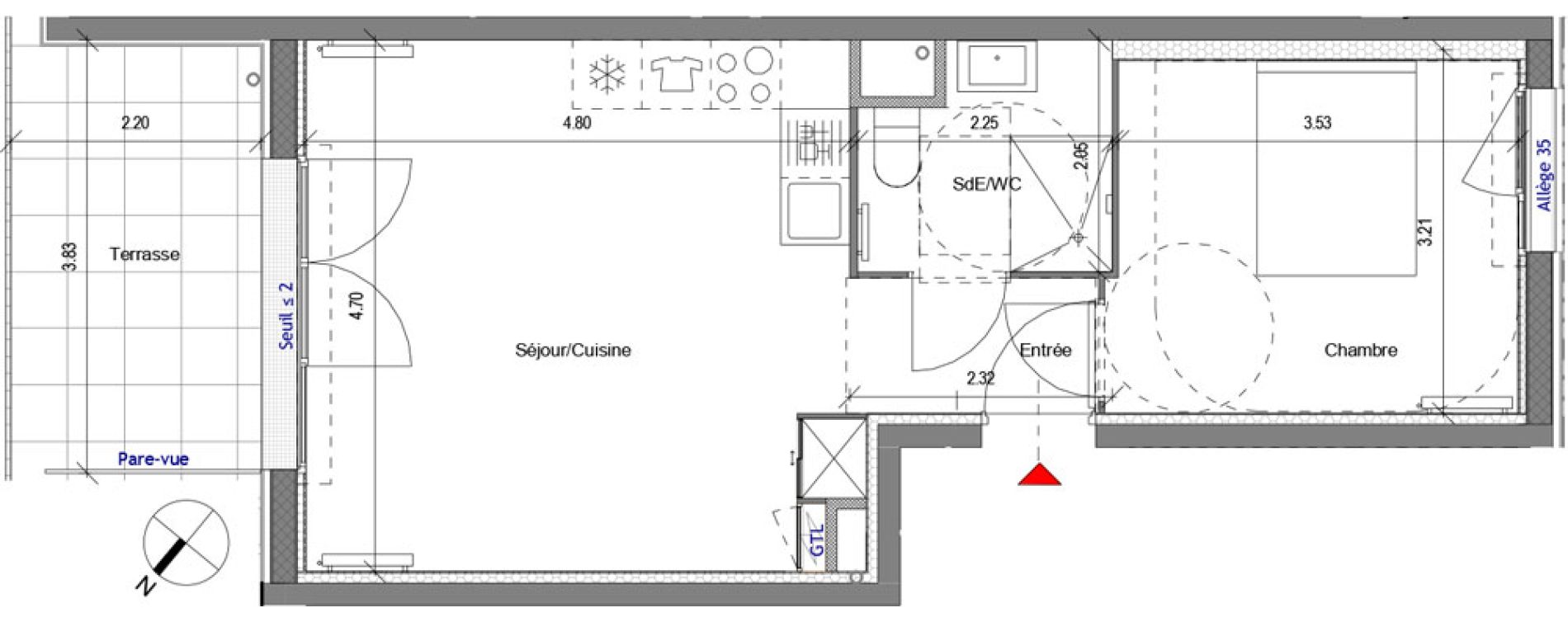Appartement T2 de 40,28 m2 &agrave; Carri&egrave;res-Sous-Poissy Apollinaire-le village