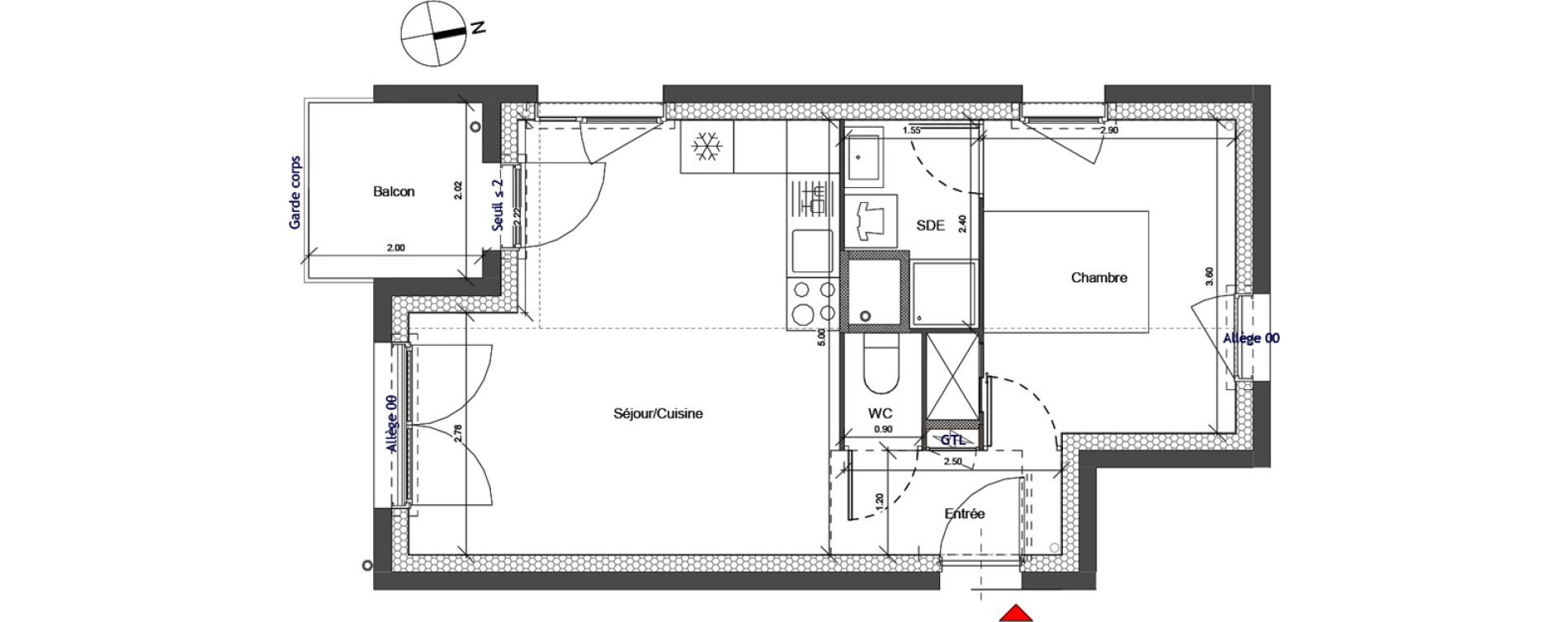 Appartement T2 de 40,49 m2 &agrave; Carri&egrave;res-Sous-Poissy Apollinaire-le village