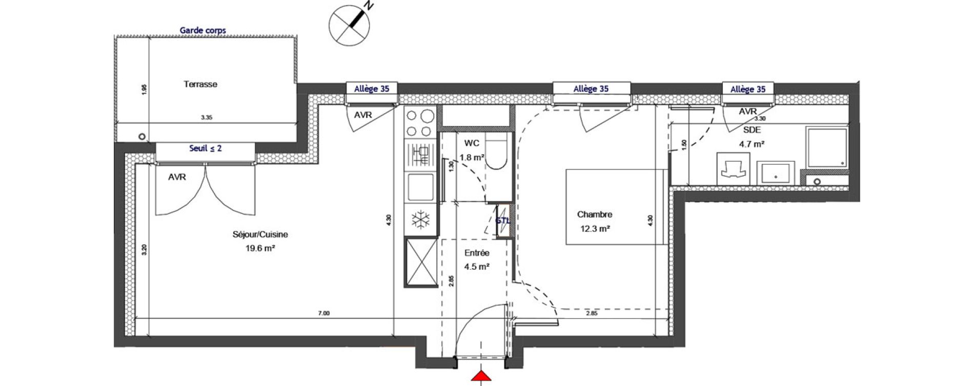 Appartement T2 de 42,76 m2 &agrave; Carri&egrave;res-Sous-Poissy Apollinaire-le village